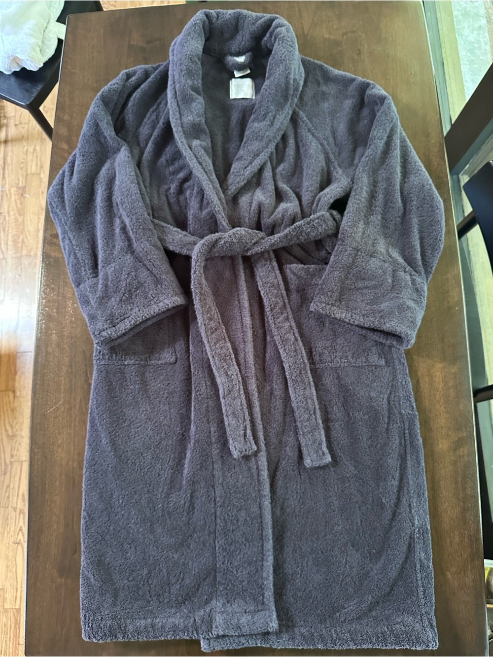 Frette Luxury Navy Blue Turkish Cotton Shawl Collar Bath Robe Unisex S EUC